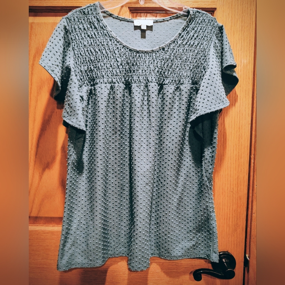 Chenault Green L Textured Blouse